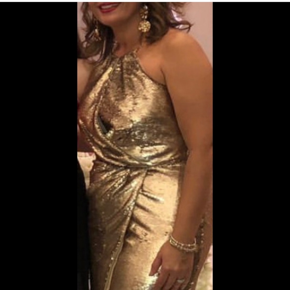 JS Collections Gold Sequin Backless Dress - Picture 5 of 6